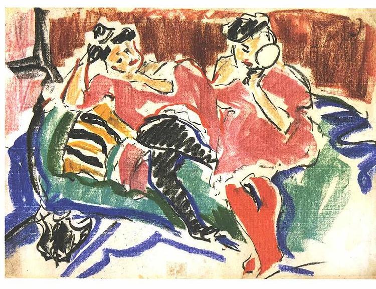 Ernst Ludwig Kirchner Two women at a couch oil painting image